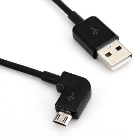 U2-306 5 เมตรซ้ายมุม 90 องศาไมโคร USB ตัวผู้ TO USB สายชาร์จข้อมูล