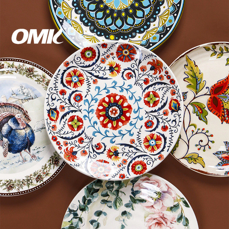 OMK American Ceramic 9 inch Dinner Plates