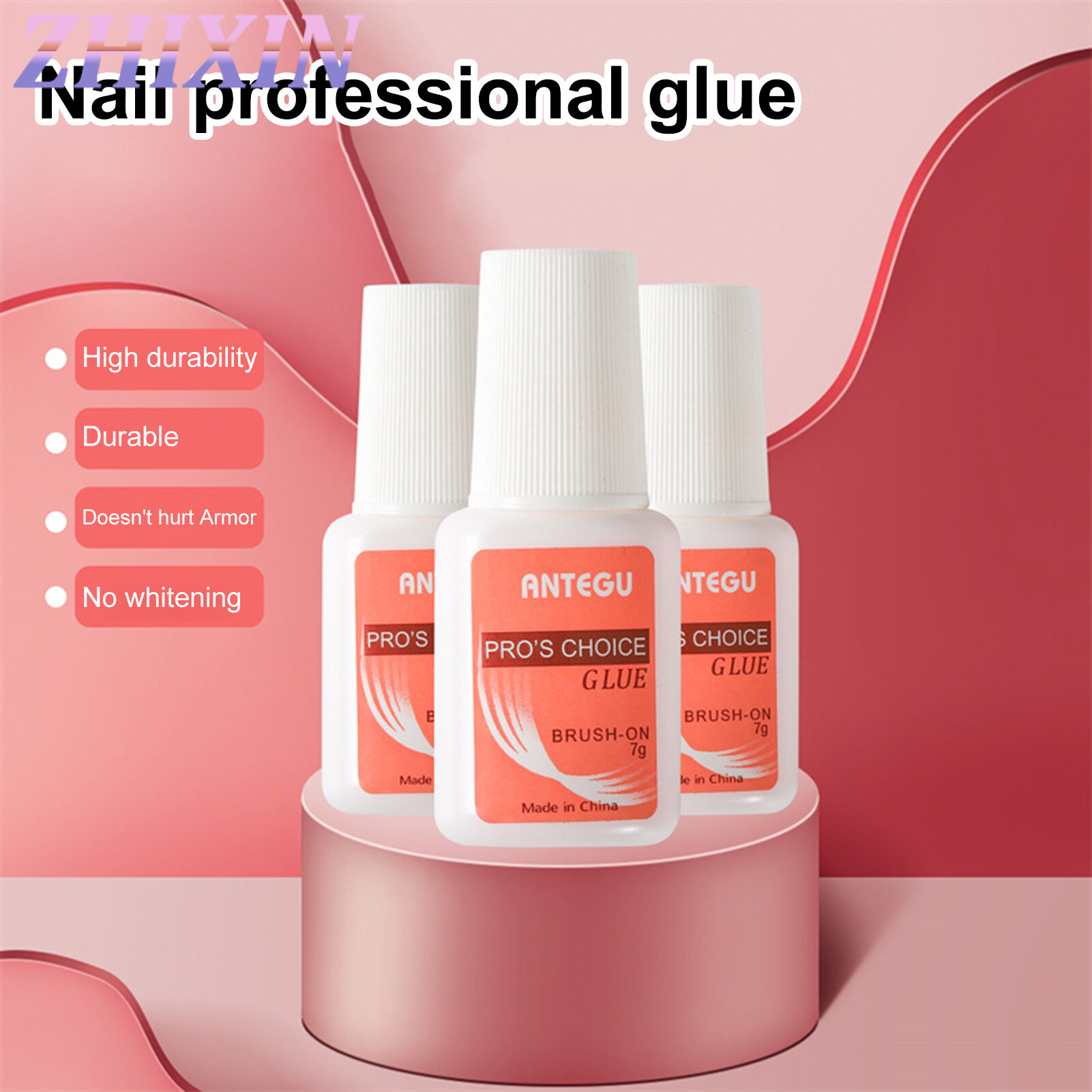 Zhixin 7g Nail Glue Quick Drying Good Brightness Mild Clear High Hardness Sticky Gem Glue for Lady