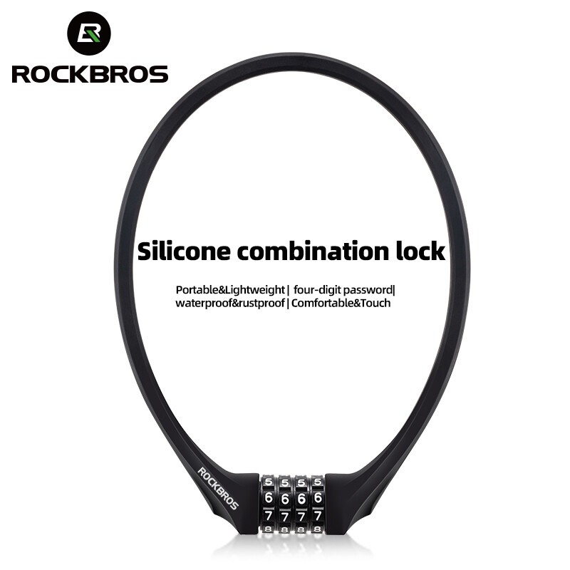ROCKBROS Khóa Xe Đạp Silicone bọc hợp kim kẽm bền chống cắt & chống gỉ MTB xe đạp đường trường mật mã khóa chống trộm khóa an toàn
