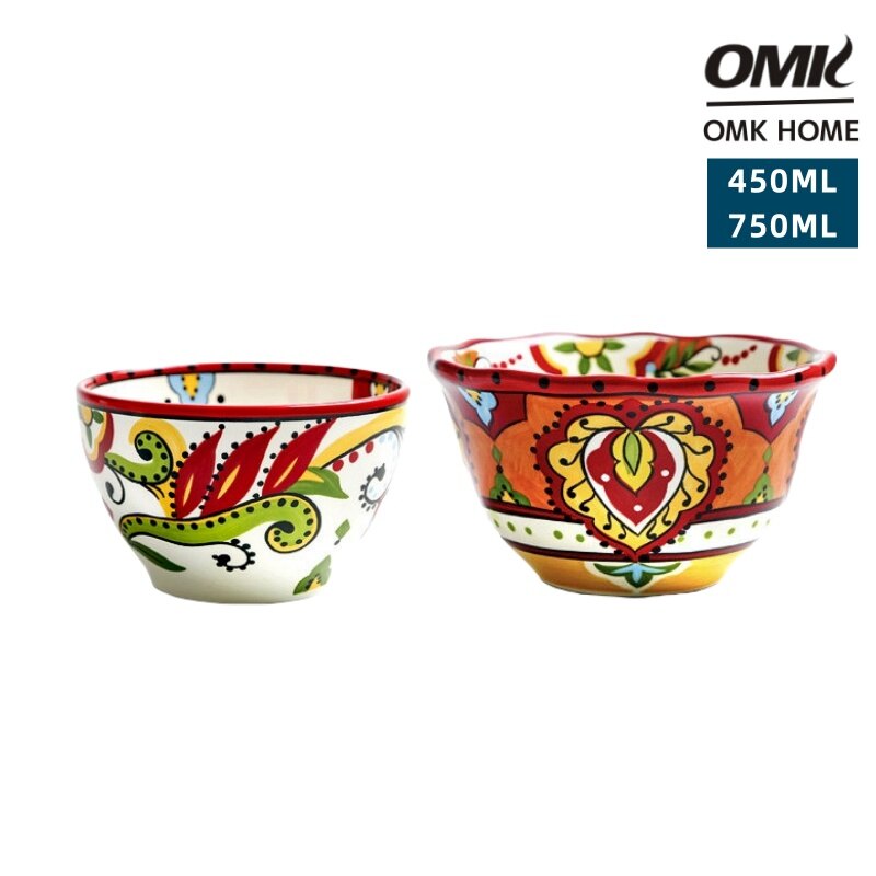 Omk Red Luca Series bát gốm dung tích lớn bát đựng sa lát