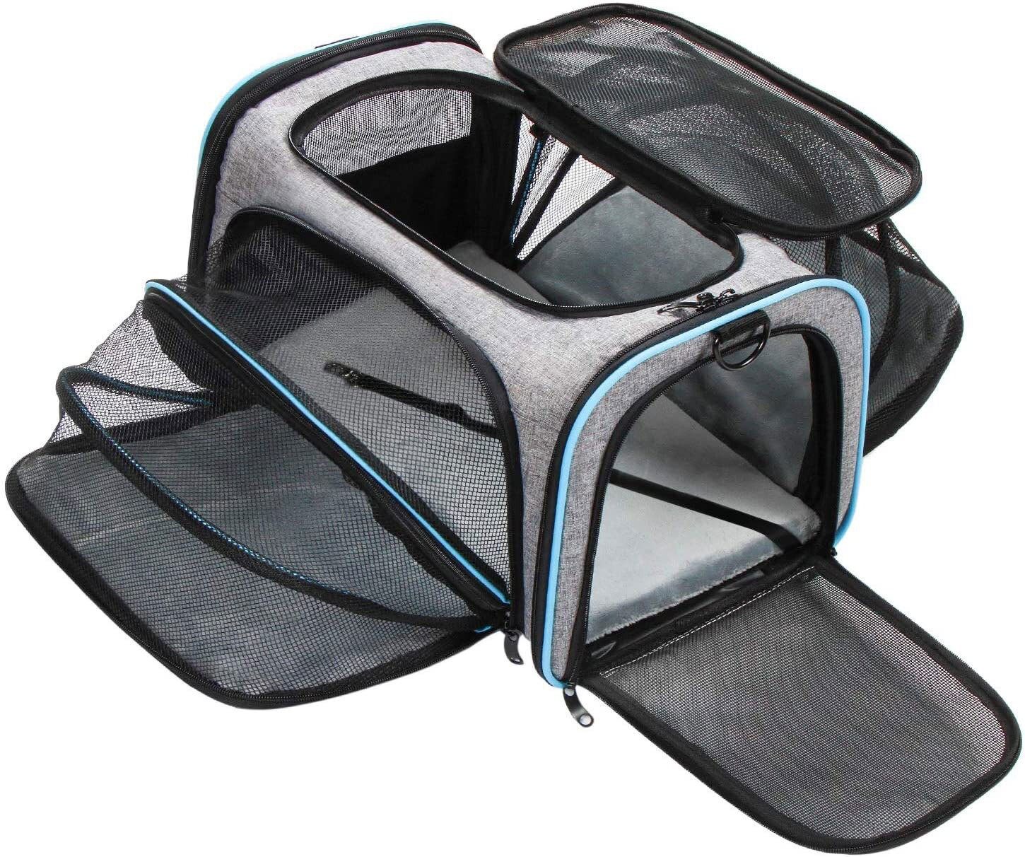Lovinland Pet Carriers Four Sides Expanded Dog Carriers Pet Car Travel Bag Expandable Pet Cat Puppy Dog Bag Slings Tote For Small Animals