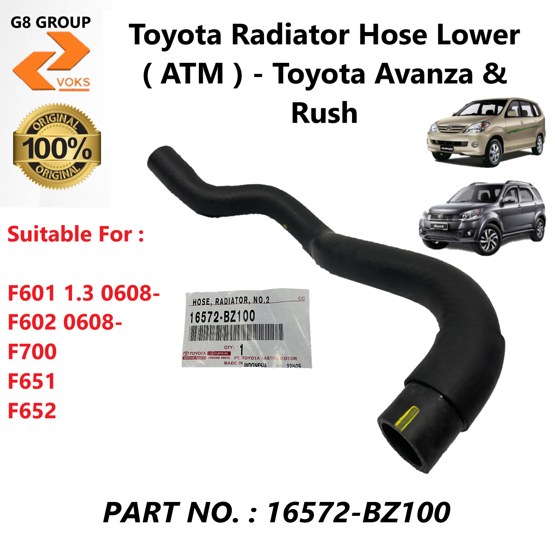 Toyota Radiator Hose Lower ( ATM ) Toyota Avanza & Rush ( 16572BZ100 ) Lazada