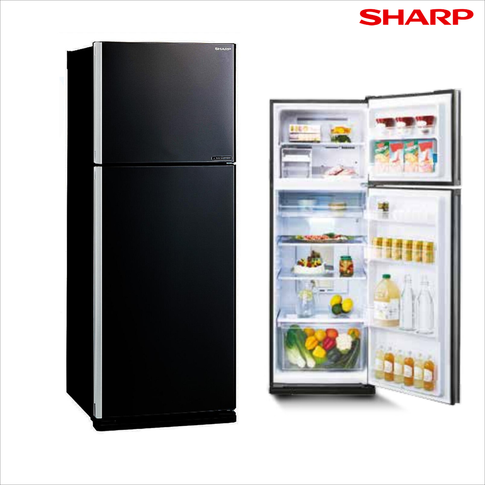 (Penang Only) Sharp SJE538MK 2 Door J-Tech Inverter Fridge 480L (Black) DBS