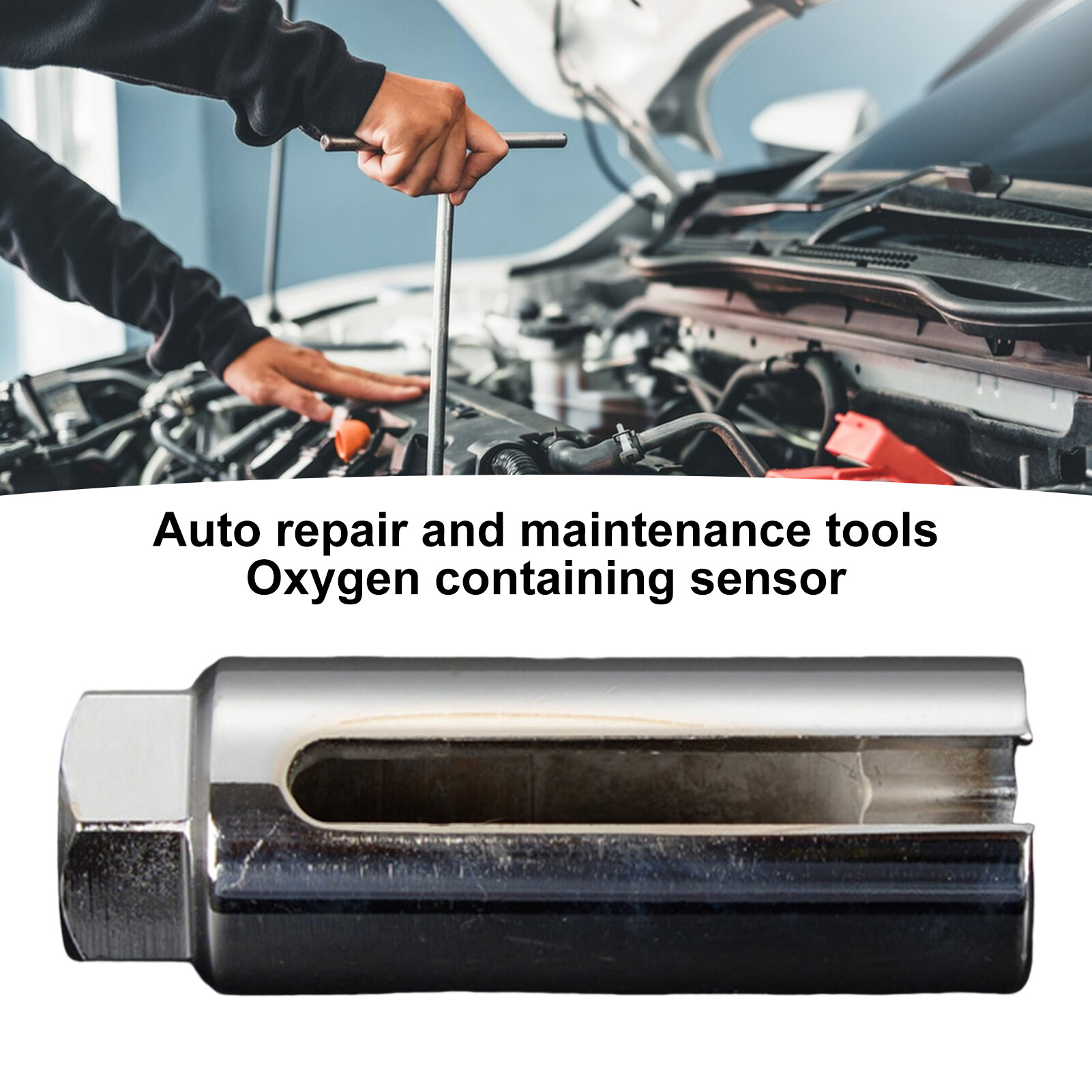 Farfi Oxygen Sensor Remover High Hardness Corrosion Resistant Electroplated Surface Car Maintenance Professional Oxygen Sensor Socket Remover Gadget Factory Supplies Car Socket Wrench
