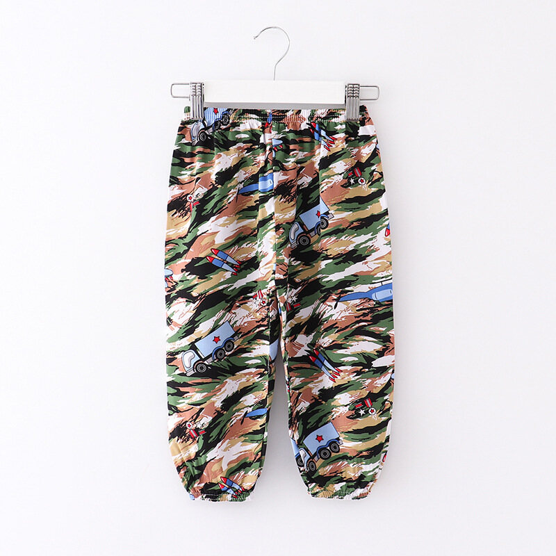 Kid's Loose Printed Cotton Girls Boys Unisex Anti-Mosquito Pants Twins Korean version Cotton Slik Anti Mosquito Pants Kids Air-Conditioned Pants