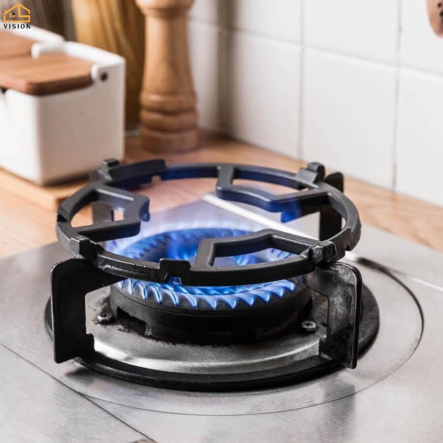 Vision Gas Stove Bracket Rack Auxiliary Pot Rack Card Slot Design Anti-skid Small Pot Rack Milk Pot Wok Auxiliary Shelf Cast Iron Thickening Auxiliary Frame General Furnace Kitchen Stove Accessories