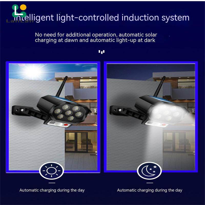 LanLan 42led Solar Security Light Motion Sensor Simulation Outdoor Fake Camera Rural Garden Wall Lamp Waterproof