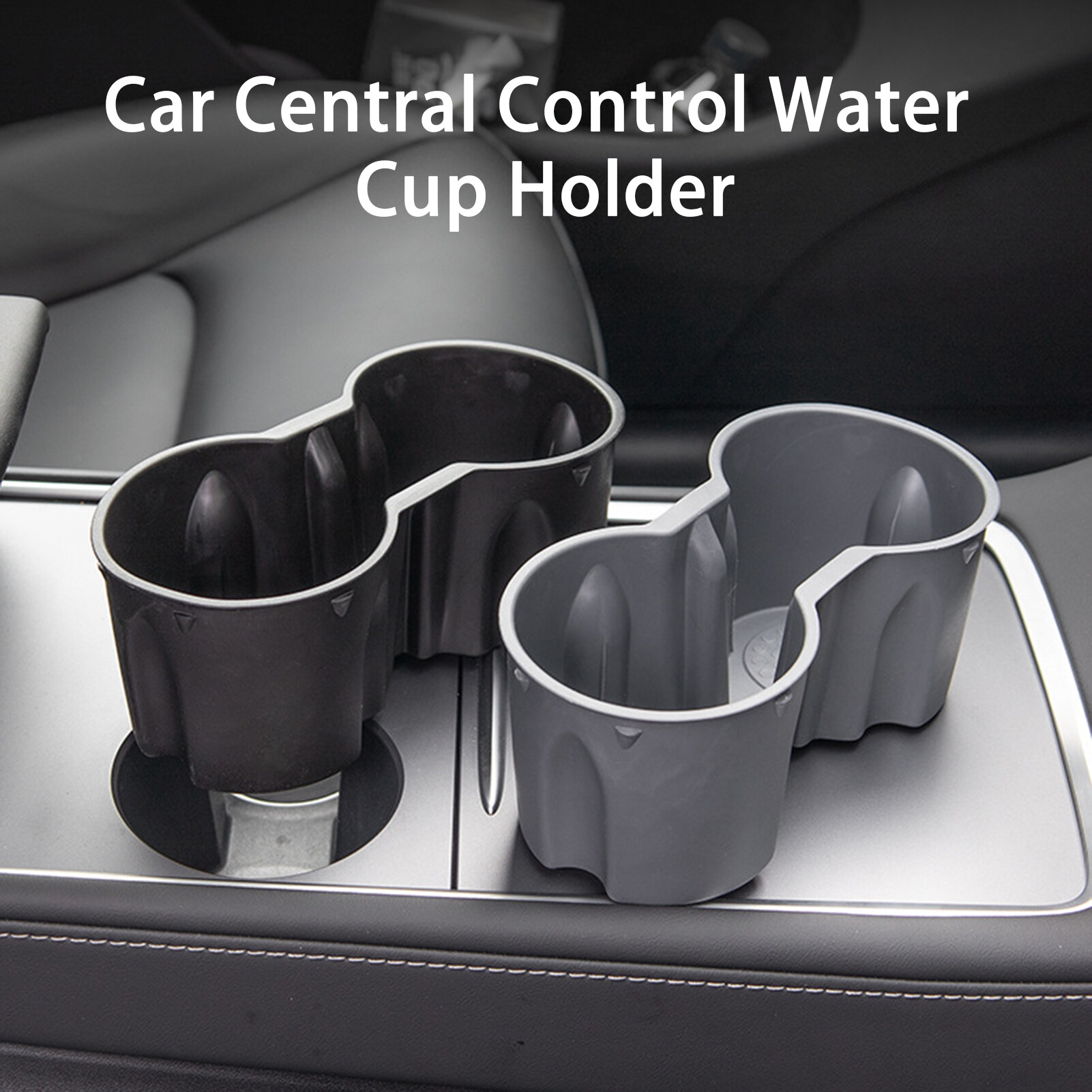 gucanou Car Cup Holder Waterproof Replaceable Double Hole Center Console Insert Water Cup Holder for Model Y/3 Durable Car Drink