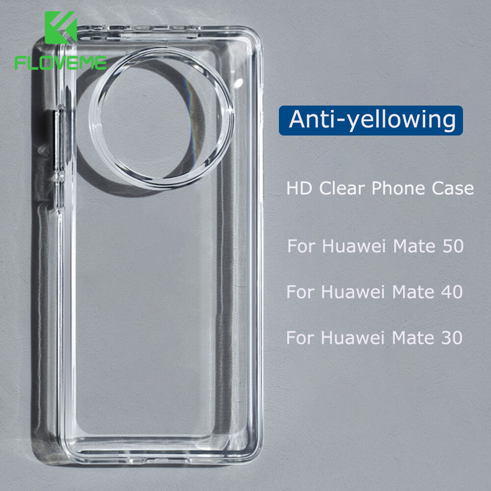 Floveme luxury hd clear phone case for huawei mate 50 40 30 pro anti-yellowing transparent tpu shockproof back cover for huawei mate 50 40 30