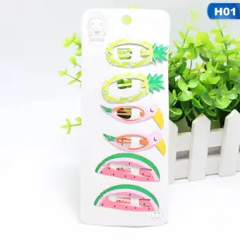 Sys 6 Pieces Set Flamingo Pineapple Fruit Hairpins Cartoon Mermaid