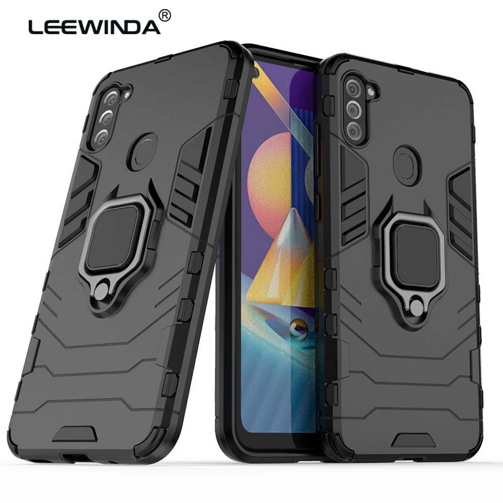 Leewinda for samsung galaxy a11 case，for samsung m11 phone case, silicone tpu and hard pc luxury armor shockproof metal ring holder cover