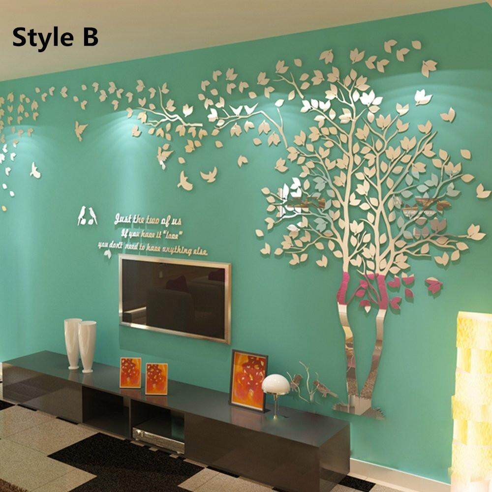 Acrylic Sáng Tạo Cặp Đôi Cây Trang Trí Nhà Stereo Dán Tường TIVI Lưng Ghế Sofa Tường POSTER Trang Trí Năm Mới