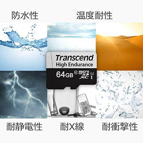 Transcend Thẻ MicroSD Độ Bền Cao 64GB UHS-I U1 Class10 Cho Ổ Ghi Hình Camera An Ninh Với Bộ Chuyển Đổi Thẻ SD TS64GUSD350V-E