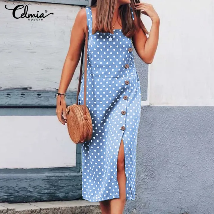 polka dot dungaree dress