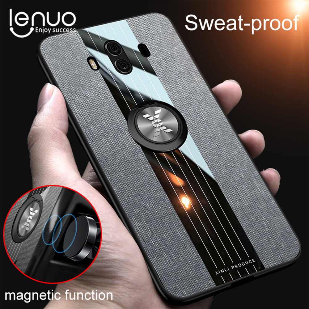 Lenuo phone case for huawei mate 10 pro mate 10 9 8 pro case luxury bracket ring stand soft tpu leather back cover