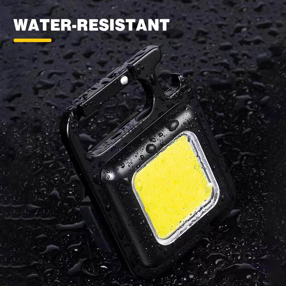 KKmoon Portable Mini flashlight rechargeable USB LED Work Light Keychain Light Lamp with Bottle Opener for Outdoor Emergency Camping Hiking Fishing