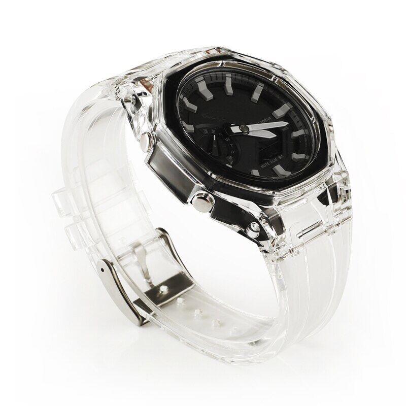 For GMA-S2100 3rd Modified Accessories Strap GMAS2100 Gen3 Transparent Case Rubber Strap Adapter For Casioak Watch Band MOD Kit