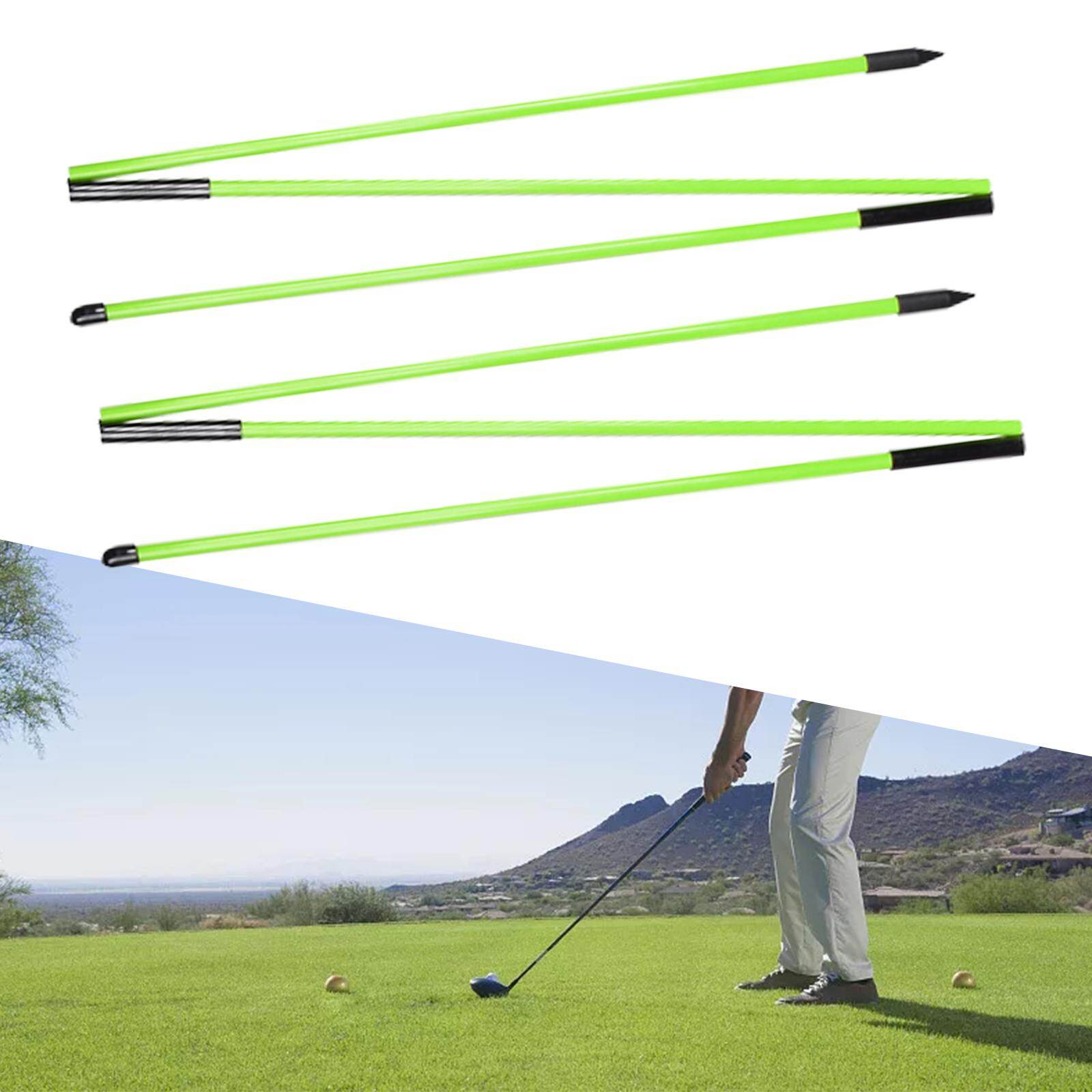aternee 2x Golf Alignment Training Sticks, Golf Swing Trainer, 3 Sections 48 inch Folding Alignment Rods for Full Swing, Putting, Aiming