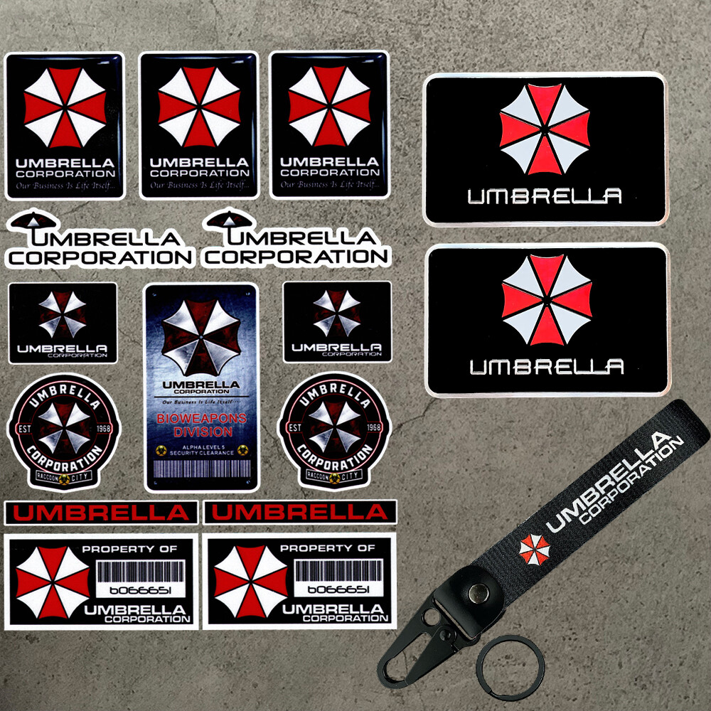 Biohazard Umbrella Car Sticker Motorcycle Fuel Tank Cover Decoration Sticker Body Scratch Cover Sticker Metal Aluminum Sticker