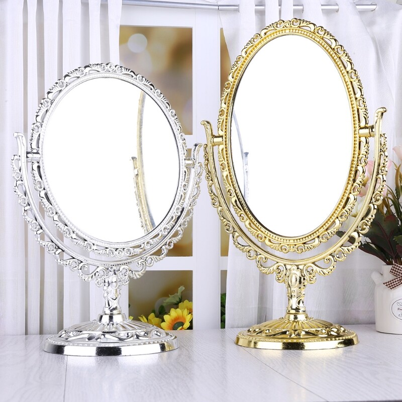 Gương trang điểm 2 mặt có giá đỡ để bàn tiện dụng - INTL