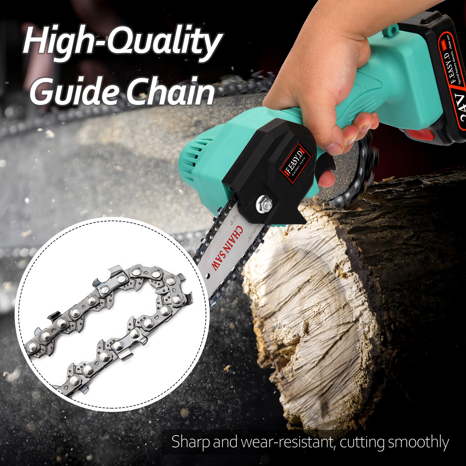 133mm Mini Portable 65#Mn Chainsaw Chain 28E-Chain Link 14T Electric Saw Replacement Accessory for Wood Cutting