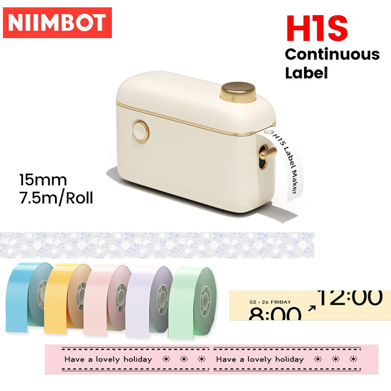 Niimbot h1s nhãn giấy máy in nhiệt mini dán nhãn dính nhà sản xuất liên tục nhãn máy in cho cuộn đầy màu sắc