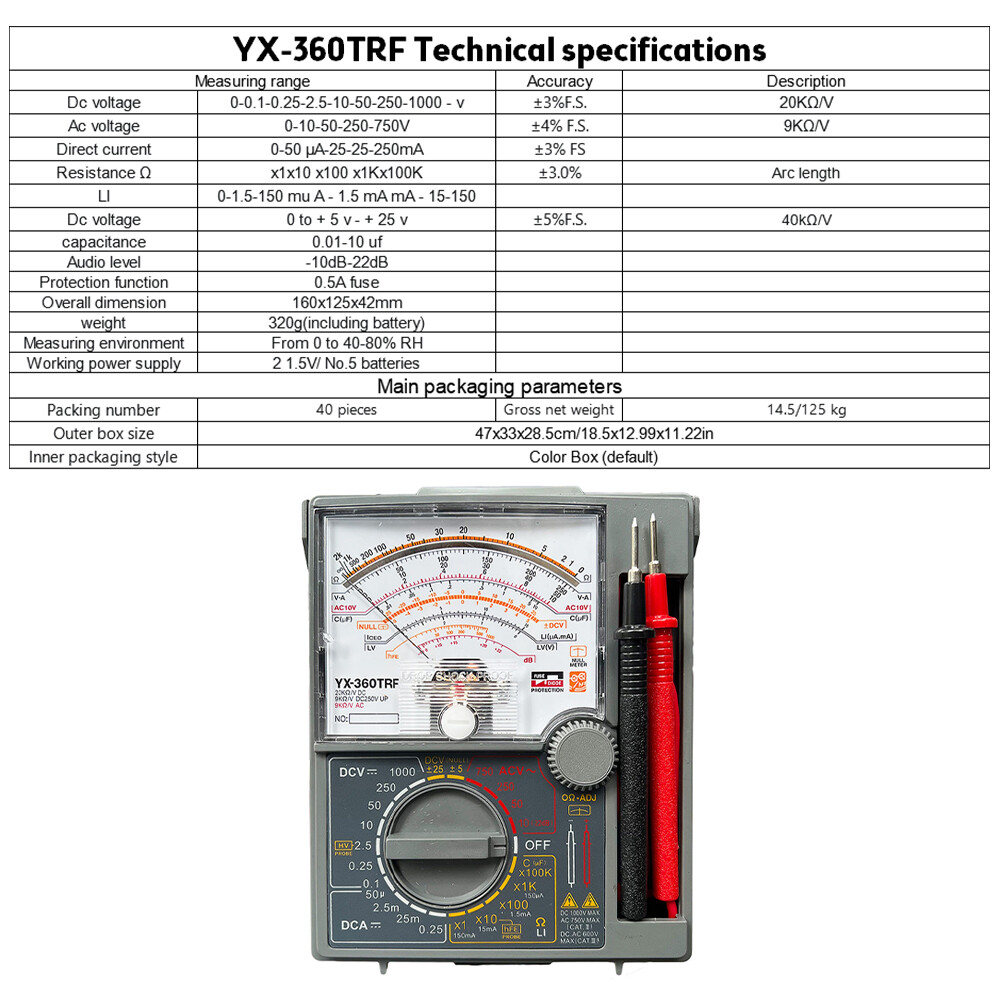 Pointer Multimeter Tester RJ-45 & RJ-11 Circuit Testing Mechanical Equipment with Shockproof Funciton