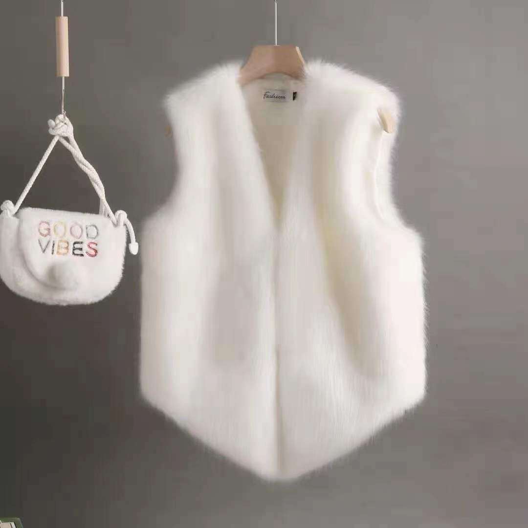 Fur Vest Fashion Short Imitation Rabbit Fur Women's Plush Vest Autumn And Winter Warm Fur Coat Vests
