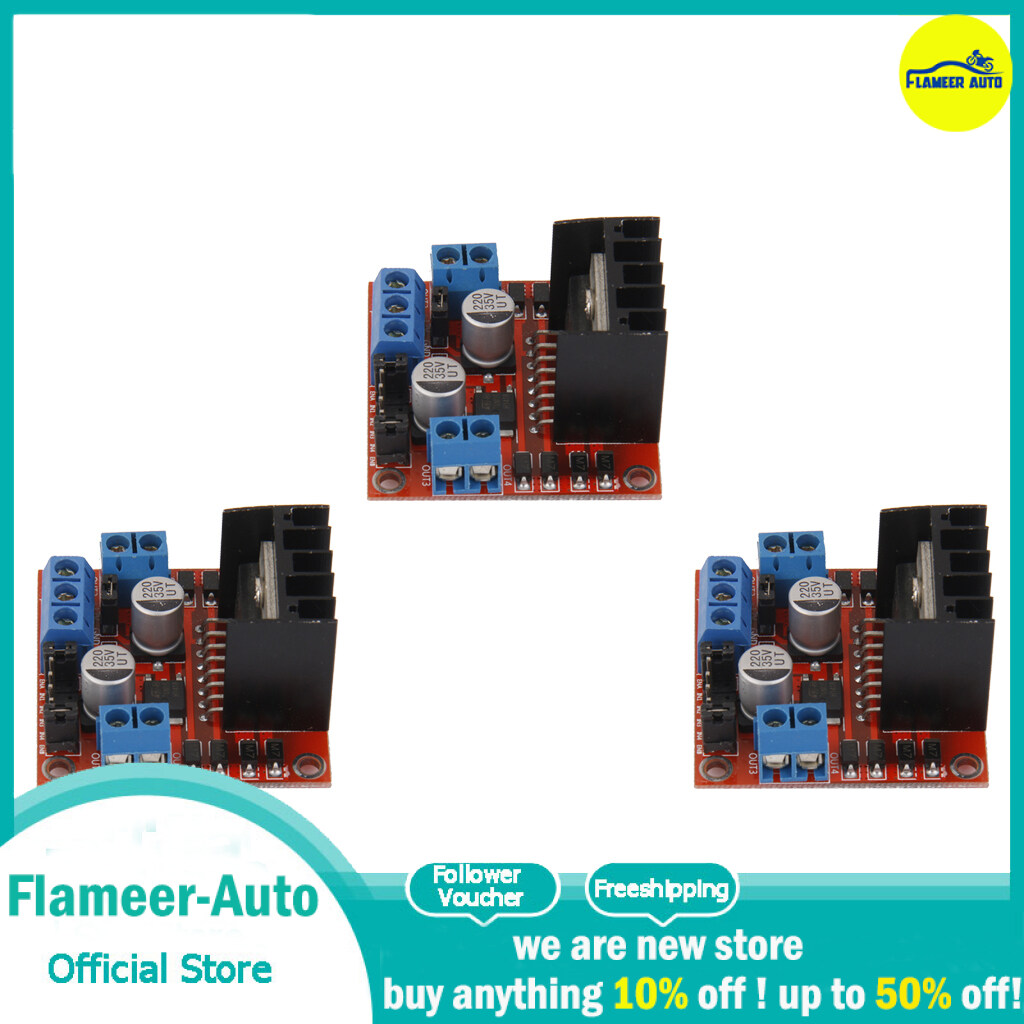 Flameer 3ชิ้น L298N Dual H Bridge สเต็ปมอเตอร์ DC ไดรฟ์โมดูลสำหรับ