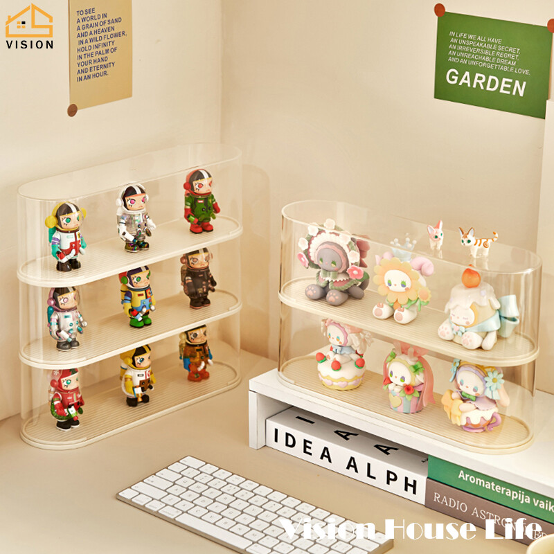 Tầm Nhìn 1Pcs Stackable Đồ Chơi Lưu Trữ Hộp Trong Suốt Chống Bụi Mô hình búp bê hộp hiển thị Pop Mart Tay Cầm giá lưu trữ Với Rõ Ràng Bìa Cầm Tay kệ trưng bày