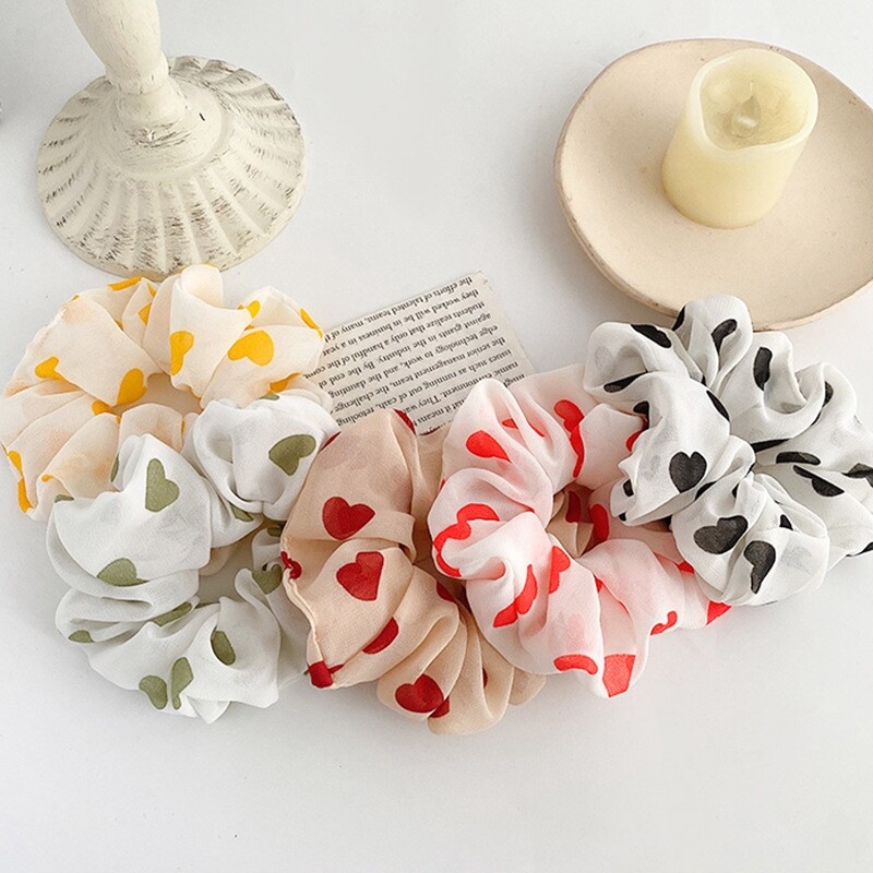 Chiffon Hair Band With Cute Heart Printed