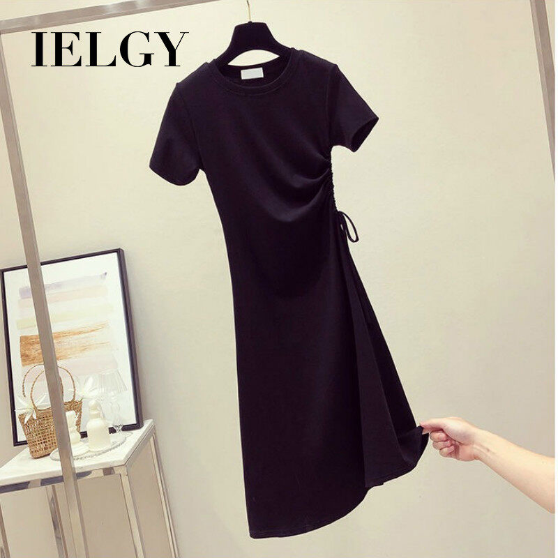 IELGY dress ins waist was thin drawstring Western style Korean student T-shirt skirt women