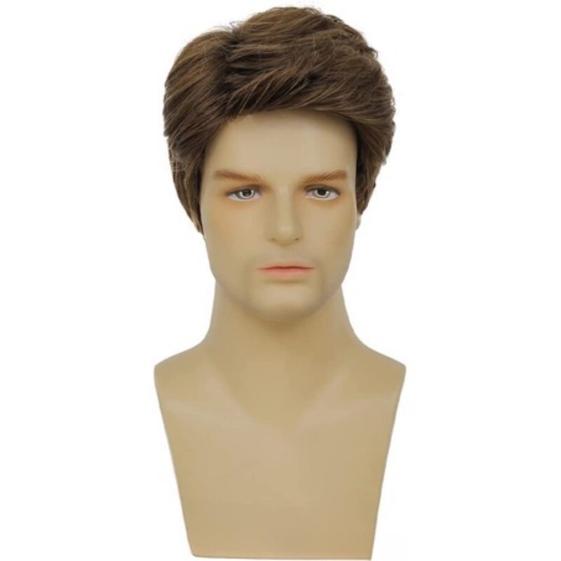 Wig Short Men's Wig Light Brown Straight Layer Loose Wig