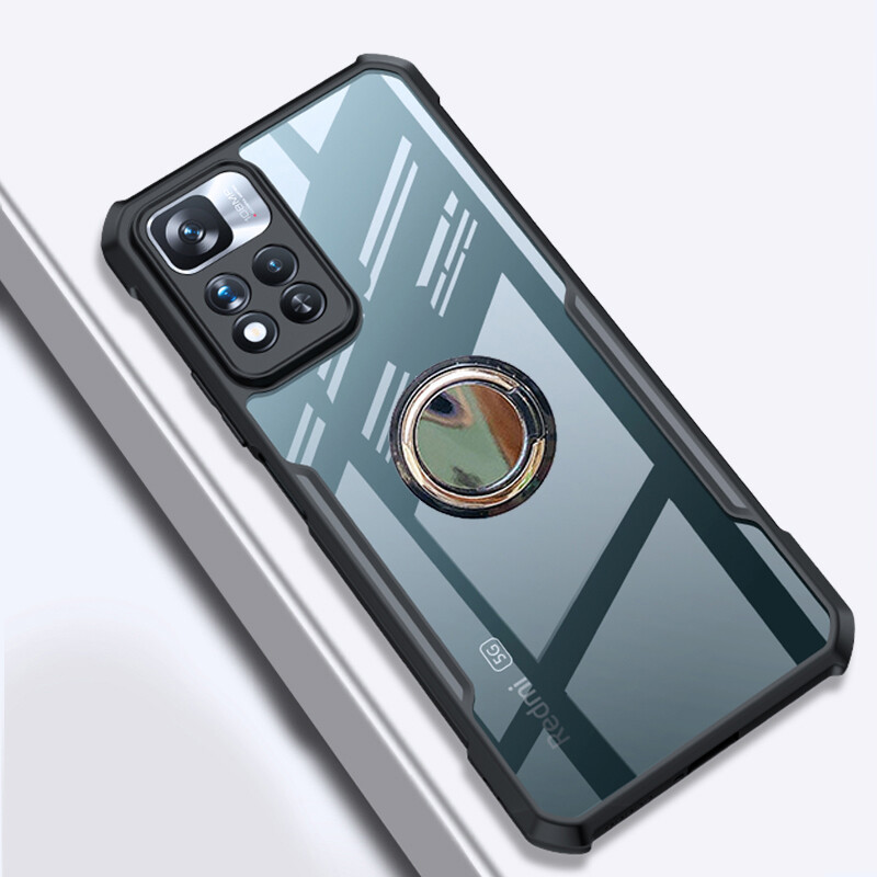 For Xiaomi Redmi Note 11 Pro Plus 5G Case Clear Shockproof Reinforced TPU Acrylic Phone Cover For Redmi Note 11 Pro+ 5G Transparent Bumper Cover Shockproof Shell (Refers to the ring bracket)
