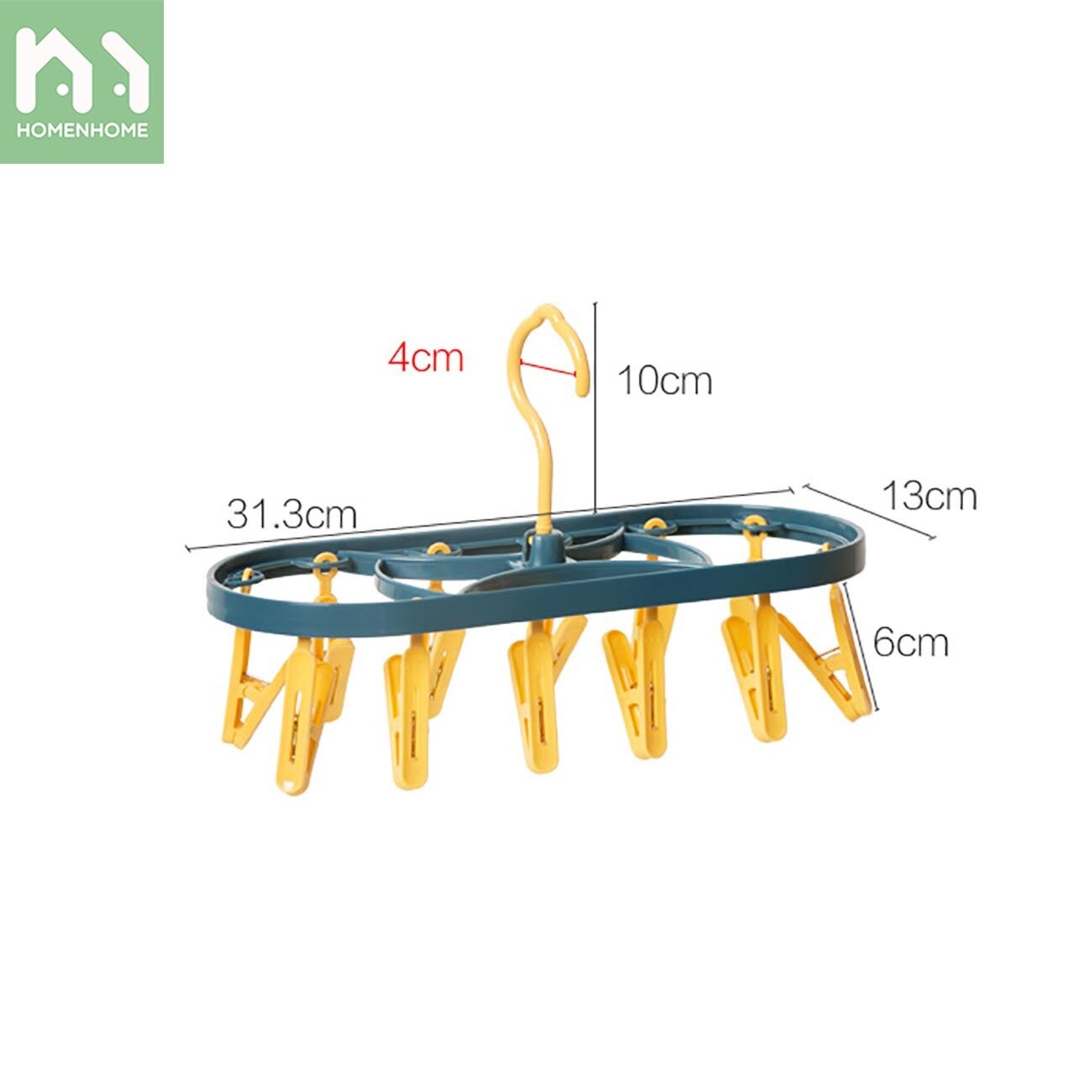 Homenhome Multiple Peg Clothes Drying Rack Multifunctional Baby Underwear Clothes Hanger Windproof Drying Socks Tool for Student Dormitories