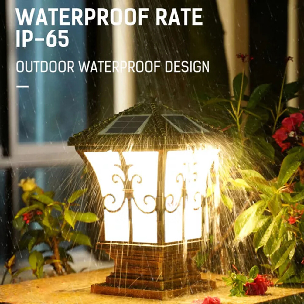 Hàng Rào Đèn Trụ LED Năng Lượng Mặt Trời, Đèn Điều Khiển Từ Xa Cột Vuông Sân Vườn Ngoài Trời