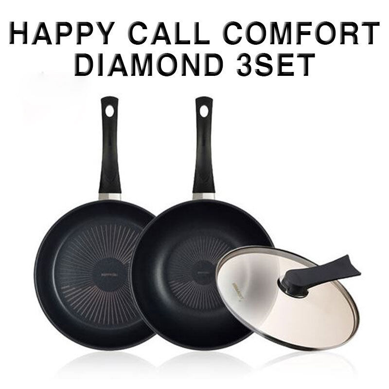 Happy Call IH Comfort Diamond Frying ★Pan + Wok + LId 3-set★ Singapore