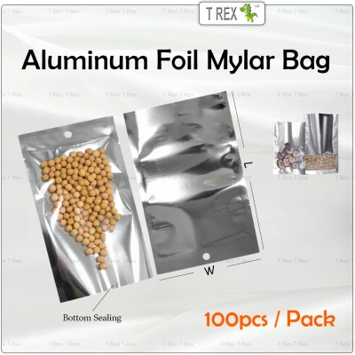 100pcs Aluminum Foil Mylar Bag / Semi Metalized Bag / Aluminum Food Packaging Bag with Bottom Sealing