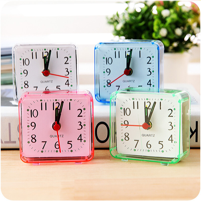 NEW Cute Student Alarm Clock Square Bedside Compact Clock Desktop Decor Clock