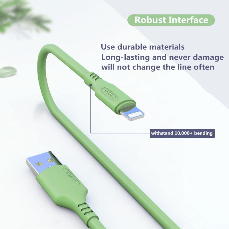 CrashStar 3A 1M Liquid Silicone Charging Cable Fast Charger For Type-C / Android Micro USB / iPhone IOS Cord Cute Candy Colors Hot Sale