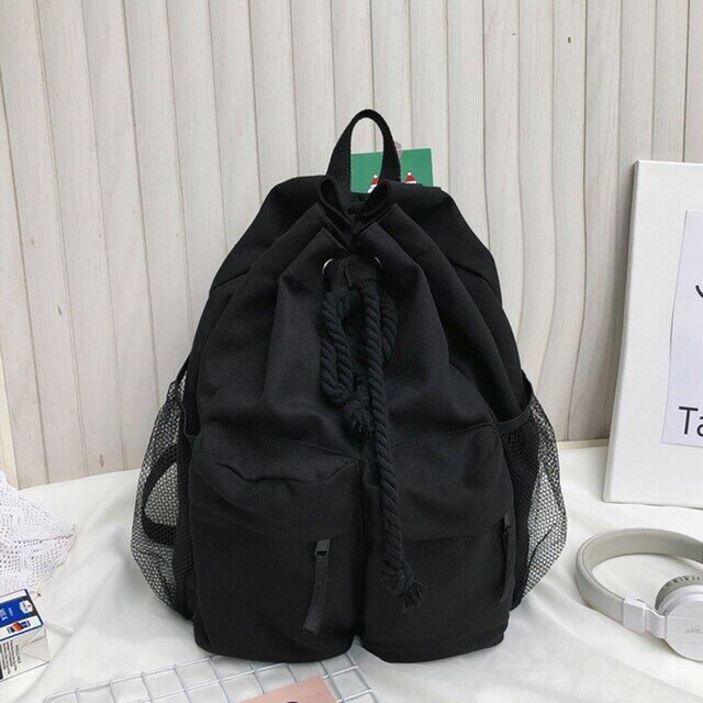 Drawstring Canvas Backpack Unisex Solid Softback Classic Soft Handle High-Capacity Backpacks Travel Bag Backpack Women Fashion 🎒🎒