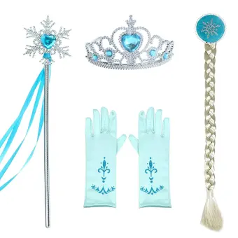 Girls Frozen Queen Elsa Anna Princess Crown Magic Wand Gloves Hair Piece Cosplay