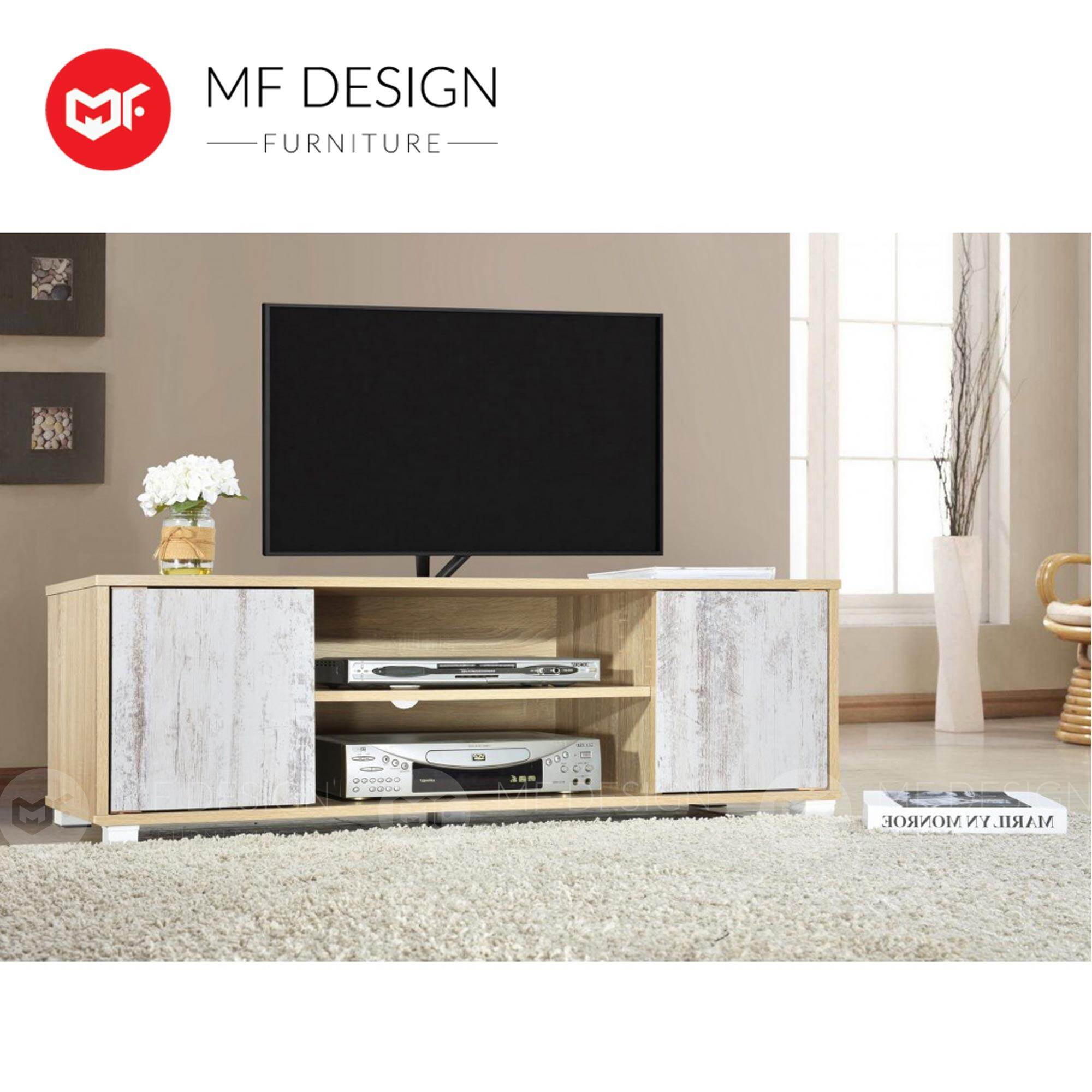 Mf Design Jason 4 Feet Tv Cabinet Rack Tv Console Cabinet Tv Media Storage Cabinet Almari Tv Kayu Lazada