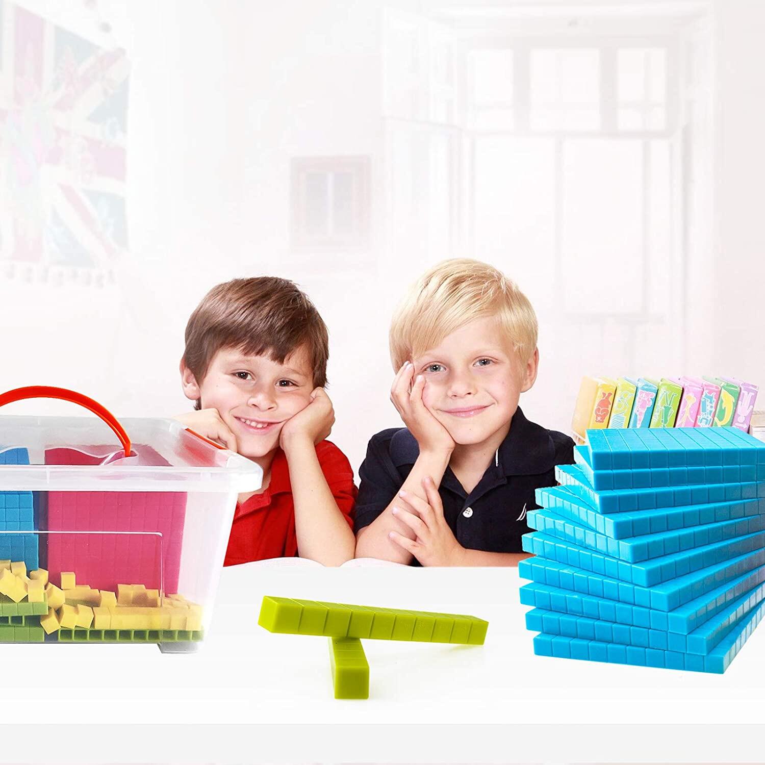 Base Ten Blocks Set - 121PCs Base 10 Set Learning Math Manipulative Teach Kids Volume, Place Value and Number Concepts for Early Counting Math in School or Home