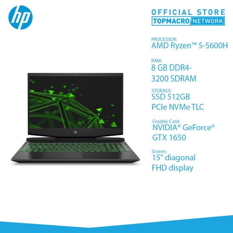 HP PAVILION 15-EC2023AX GAMING LAPTOP (R5-5600H, GTX1650 4GB, 8GB, 512GB SSD, 15 IPS 144HZ, WIN10) SHADOW BLACK Malaysia