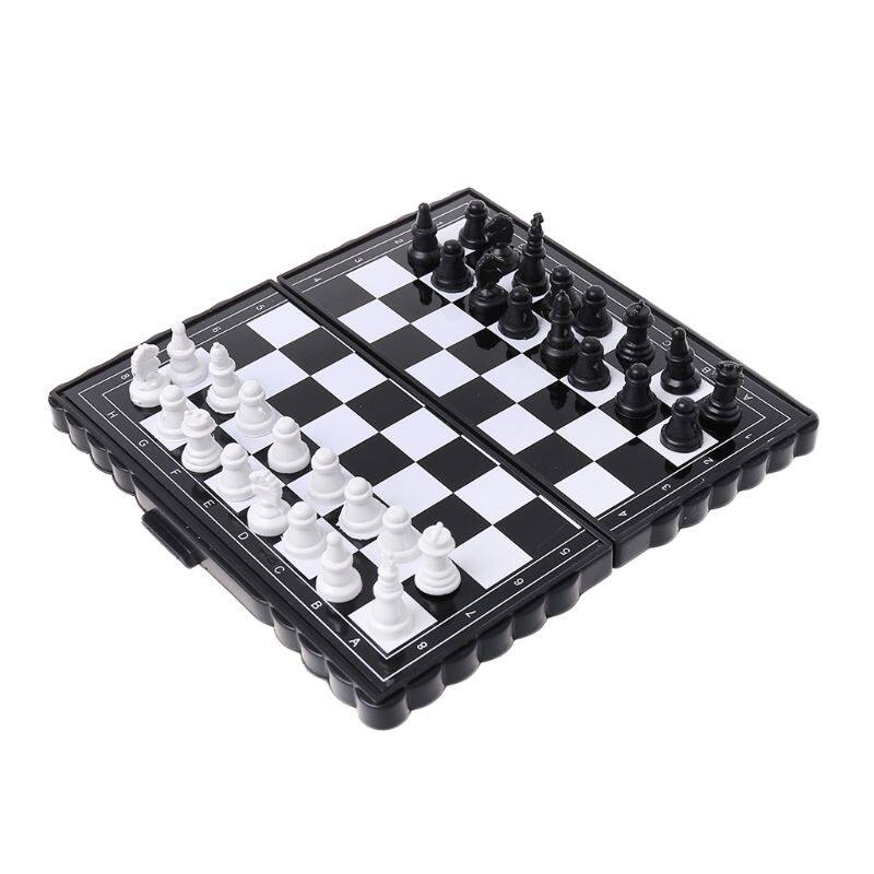 1set Mini Portable Chess Folding Magnetic Plastic Chessboard Board Game Kid Toy