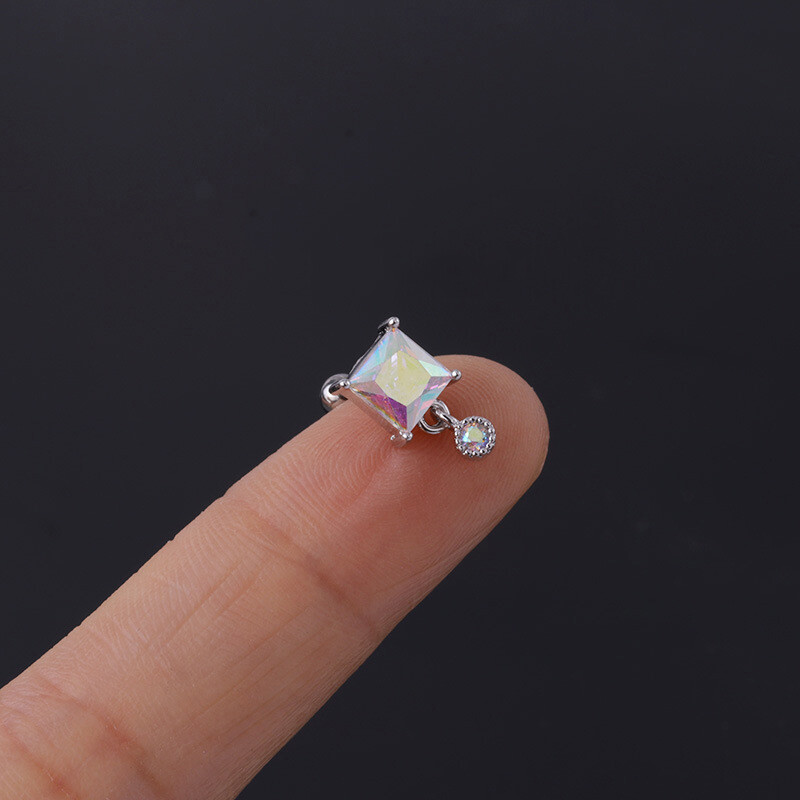 1pcs/bag AB Color Zircon CZ Cartilage Stud Helix Rook Conch Screw Back Earring Stainless Steel Ear Piercing Jewelry