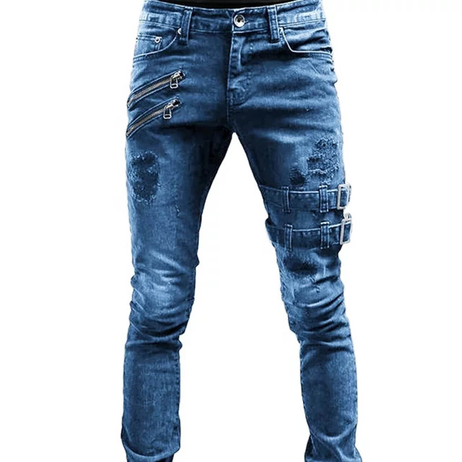 Benferry Tight Men Jeans High Waist Denim Nonshrink Male Jeans for
