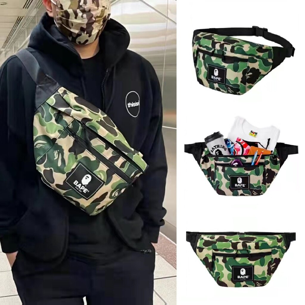 bape color camo waist bolsa